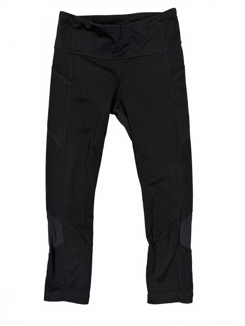 Lululemon Pace Rival Crop 22" Black Athletic Running Leggings Size 4 Pockets